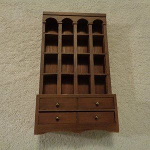 DOLL OR THIMBLE VINTAGE WOOD CUPBOARD 8 INCHES TALL
